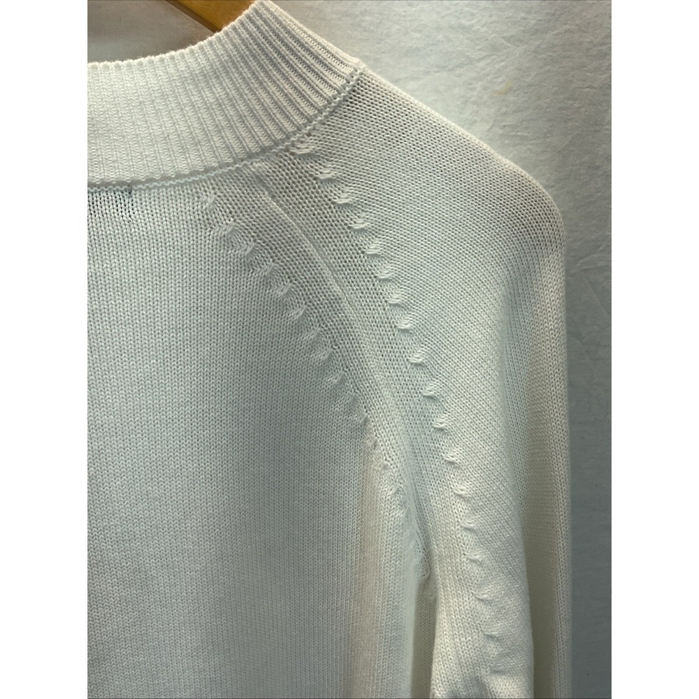 Quince‎ Women 100% Organic Cotton Mock Neck Sweater White Long Sleeved Top S - Picture 3 of 9